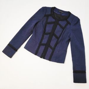 White House Black Market Navy Blazer Black Detail Jacket Size 2